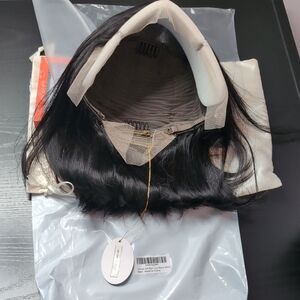 10.4 Inch Human Hair Bob Wig 180% Density 1B Black Pre Plucked Baby Hair Lace